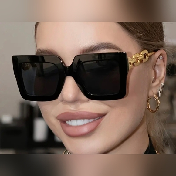 NEW Black Chain Fashion Sunglasses - Picture 12 of 12